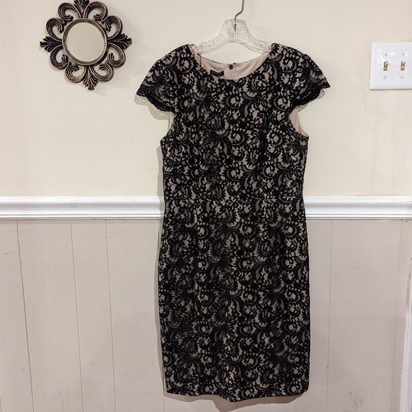 Talbots Dresses & Skirts - Talbots Black Beige Lace Romantic Cocktail Date Night Dress Size 10